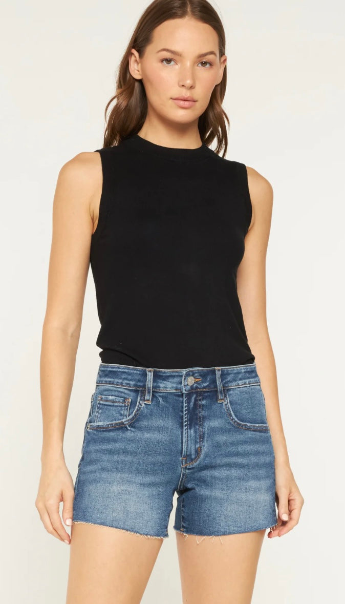 Mica Mid Rise Dark Wash Shorts