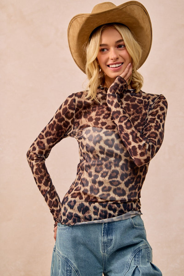 Mesh Leopard Long Sleeve