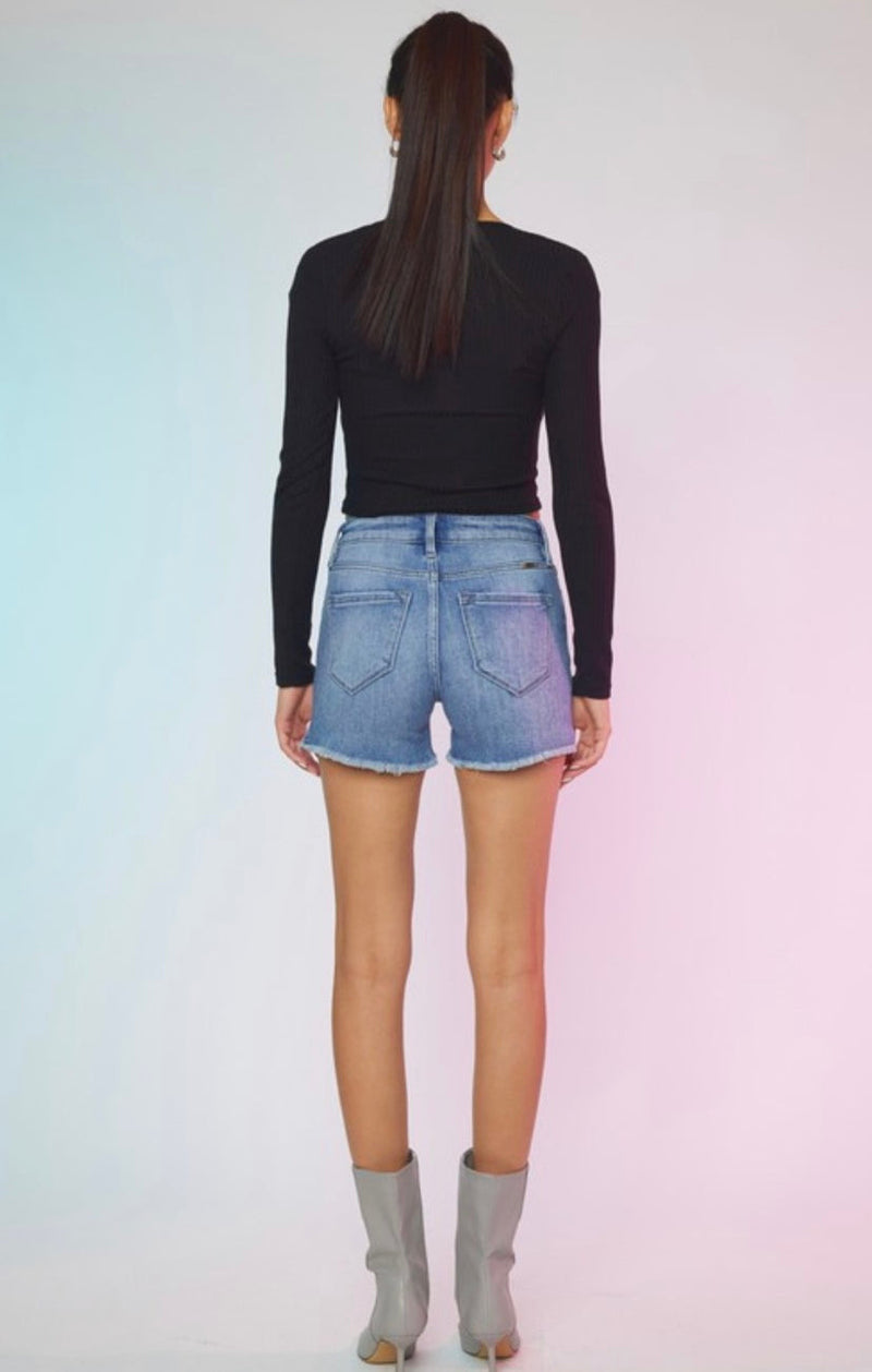 Kancan Frayed Edge Denim Shorts