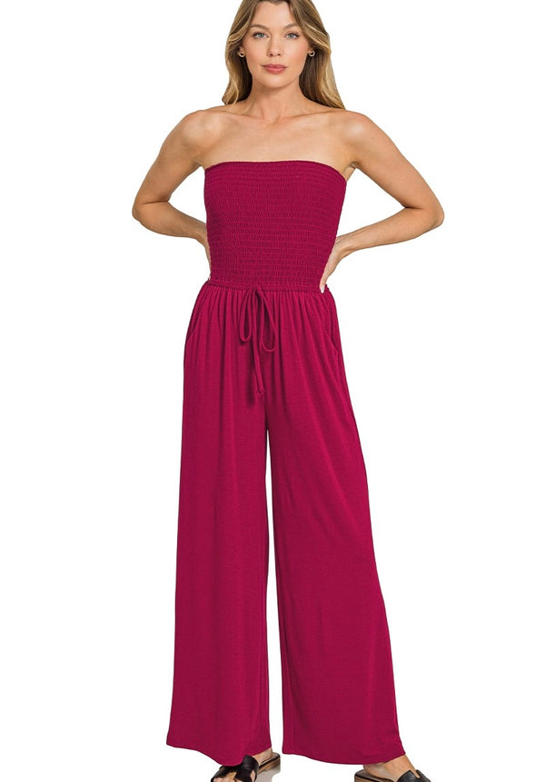 Roll With It Wine Jumpsuit