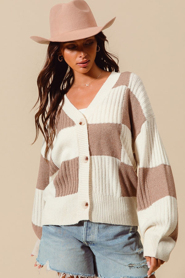 Teddy Checkered Cardigan
