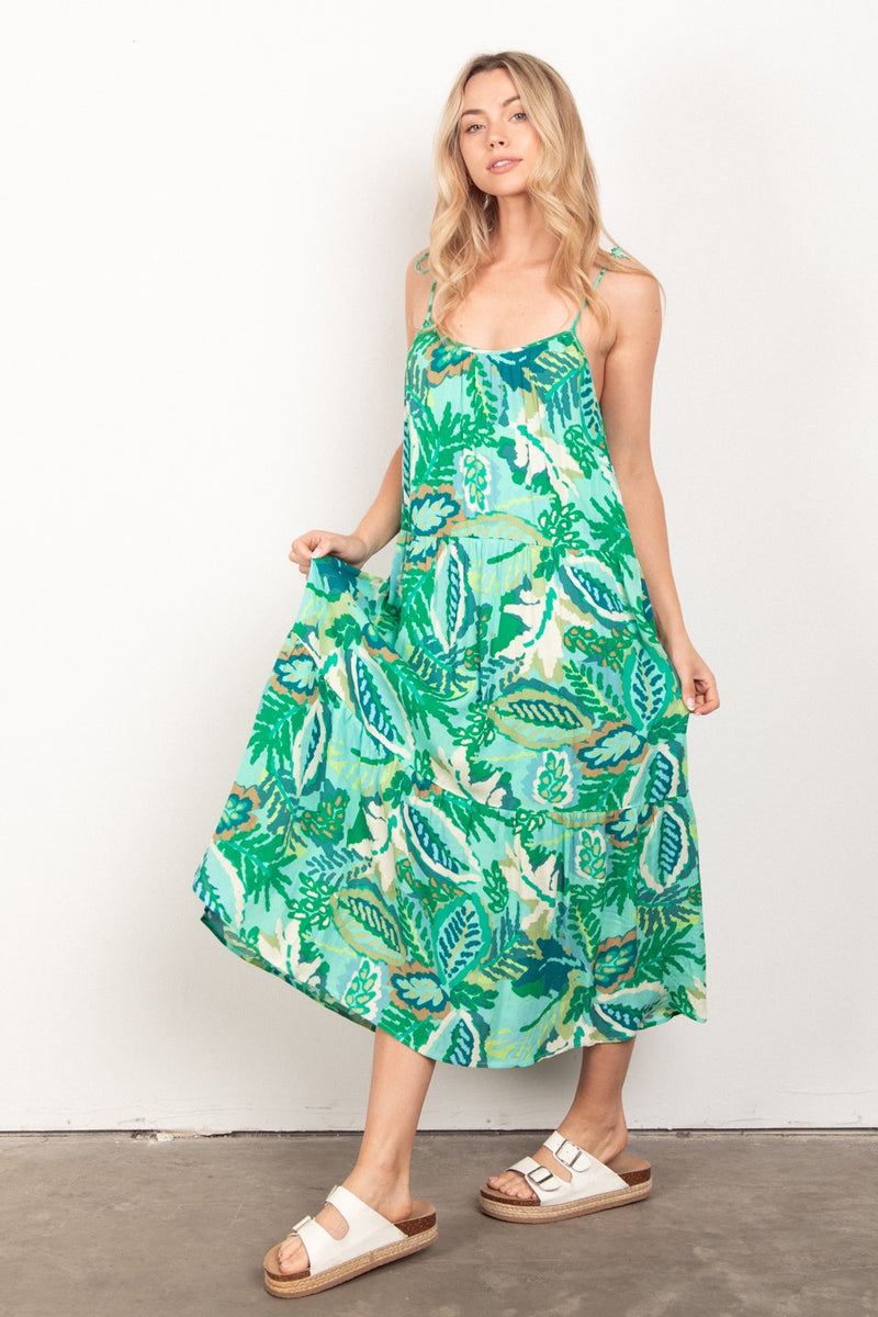 Somewhere Tropic Green Maxi Dress