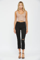Mica Straight Crop Black Jeans