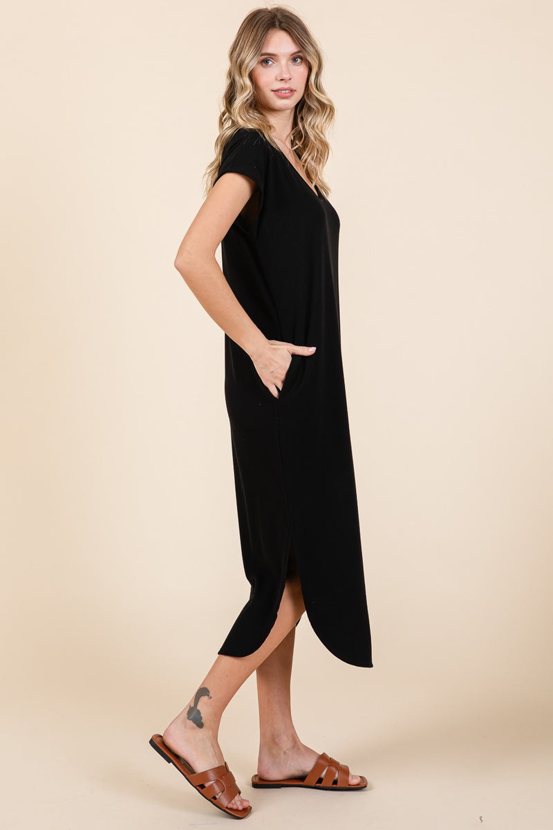 Everyday Basic Black Ribbed Dress