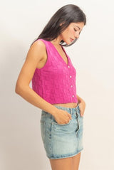 Checkered Button Top