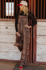 Leopard Wide Leg Overalls