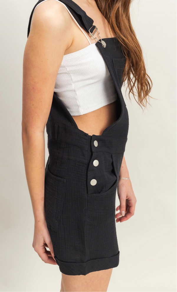 Georgia Black Gauze Shortalls
