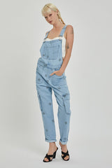 Risen Cargo Star Print Overalls