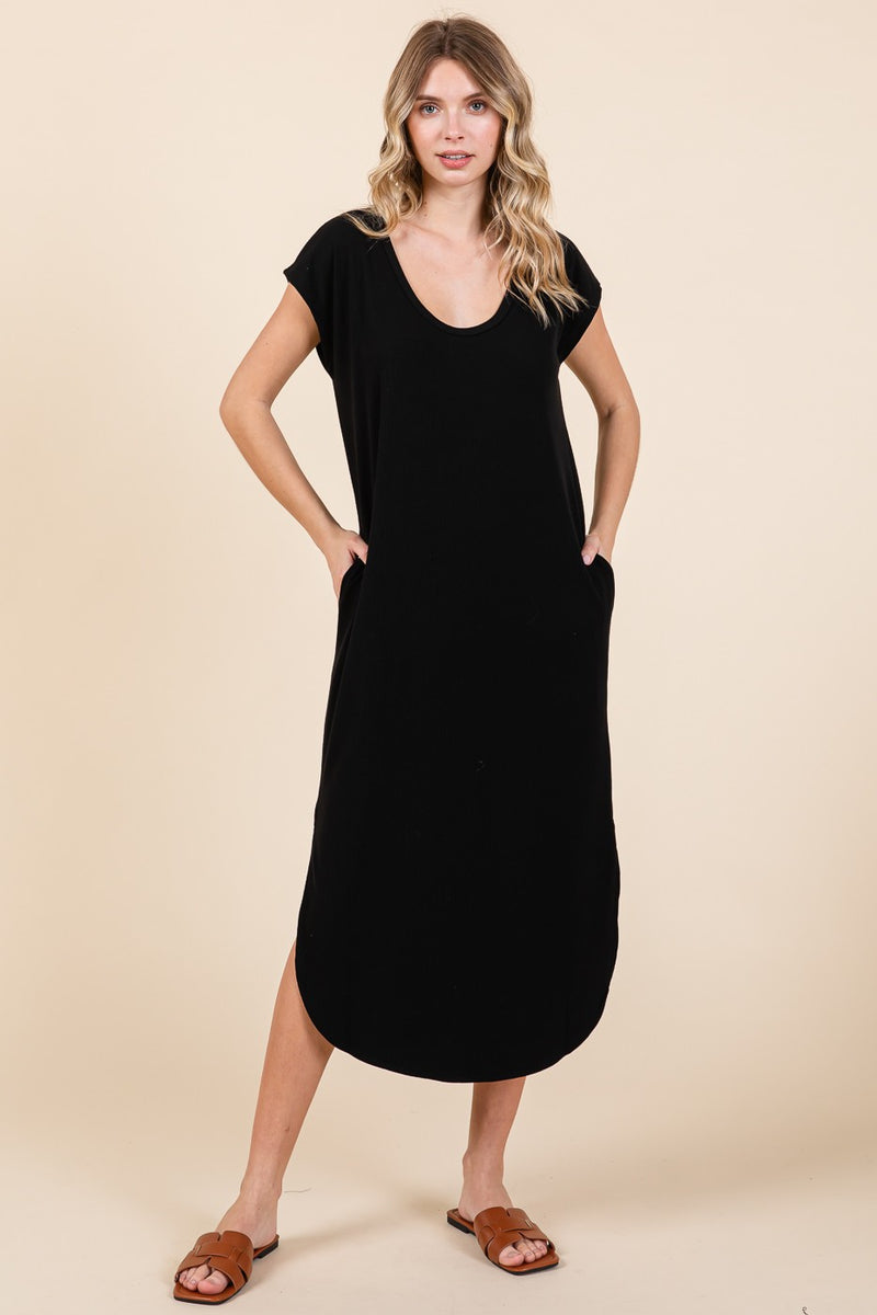 Everyday Basic Black Ribbed Dress