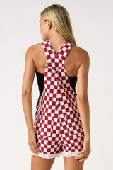 Maroon Checkered Shortalls