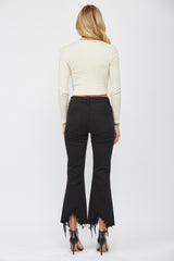 Mica Black Crop Sharkbite Jeans