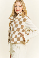Mocha Latte Checkered Vest