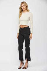 Mica Black Crop Sharkbite Jeans