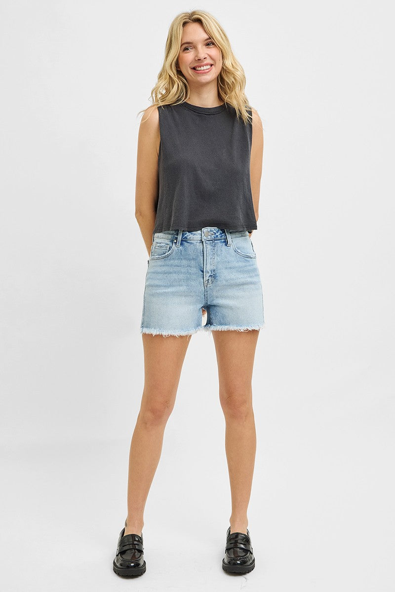 Risen Tummy Control Light Wash Shorts