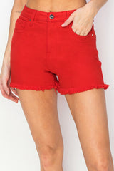 Risen Red Frayed Shorts