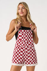 Maroon Checkered Shortalls