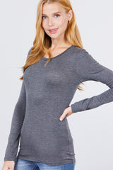 Everyday Basics Rounded Neckline Long Sleeves