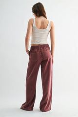 Mica Maroon Wide Leg Joggers