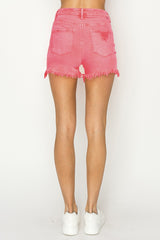 Risen Distressed Hot Pink Shorts
