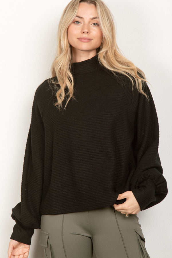 Black Mock Neck Top