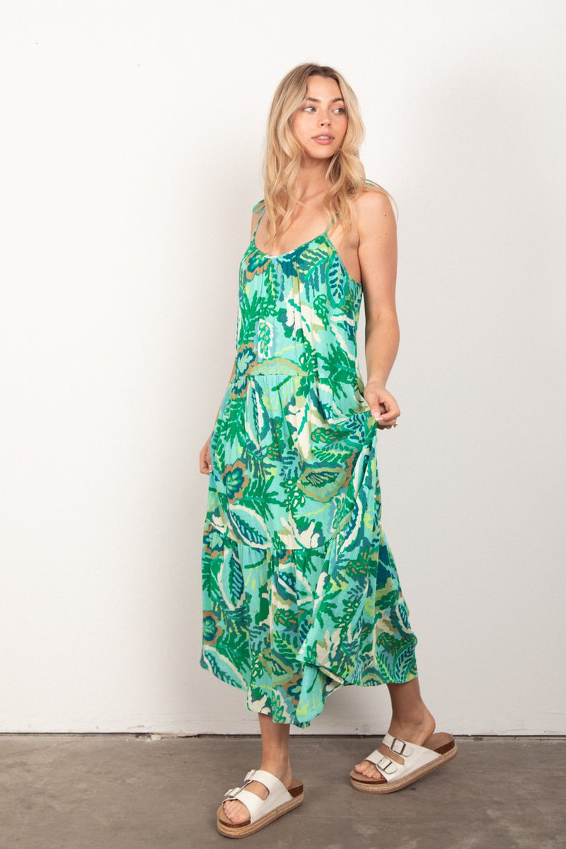 Somewhere Tropic Green Maxi Dress