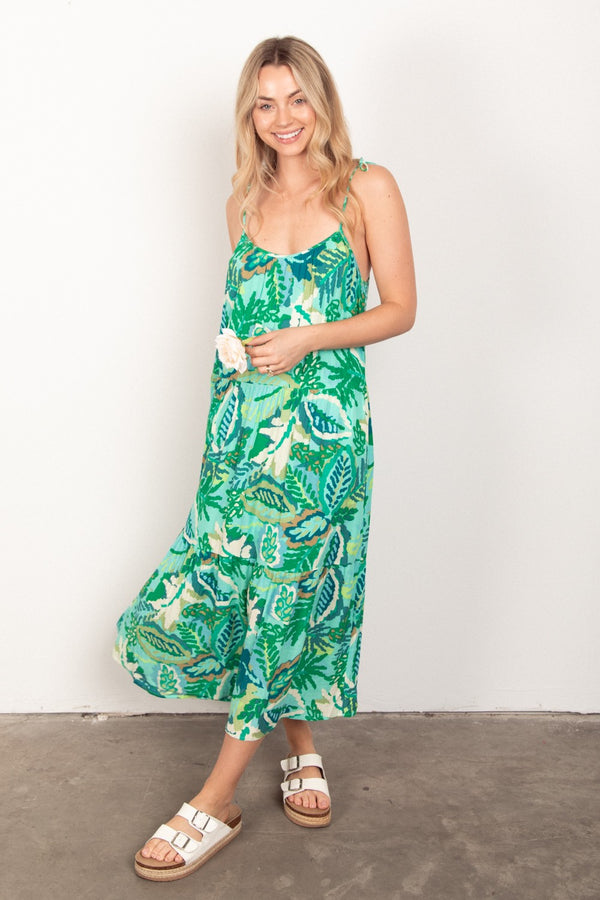 Somewhere Tropic Green Maxi Dress