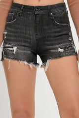 Risen Mid Rise Black Denim Shorts