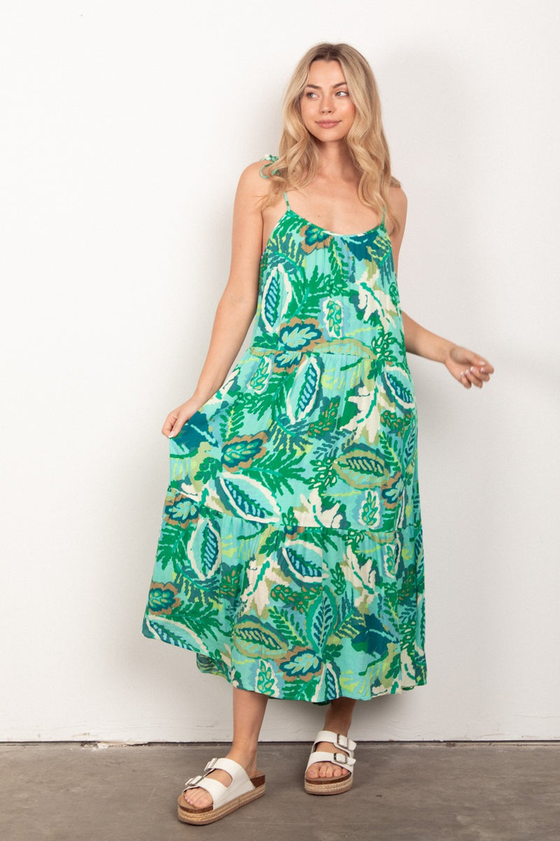 Somewhere Tropic Green Maxi Dress