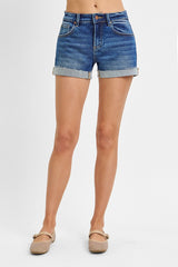 Risen Low Rise Denim Shorts