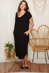 Everyday Basic Black Ribbed Dress