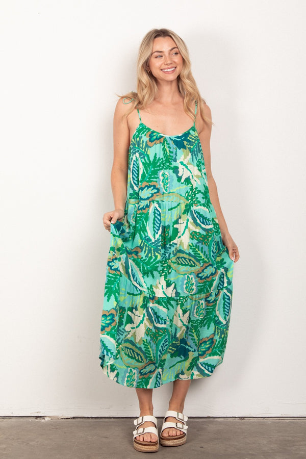 Somewhere Tropic Green Maxi Dress