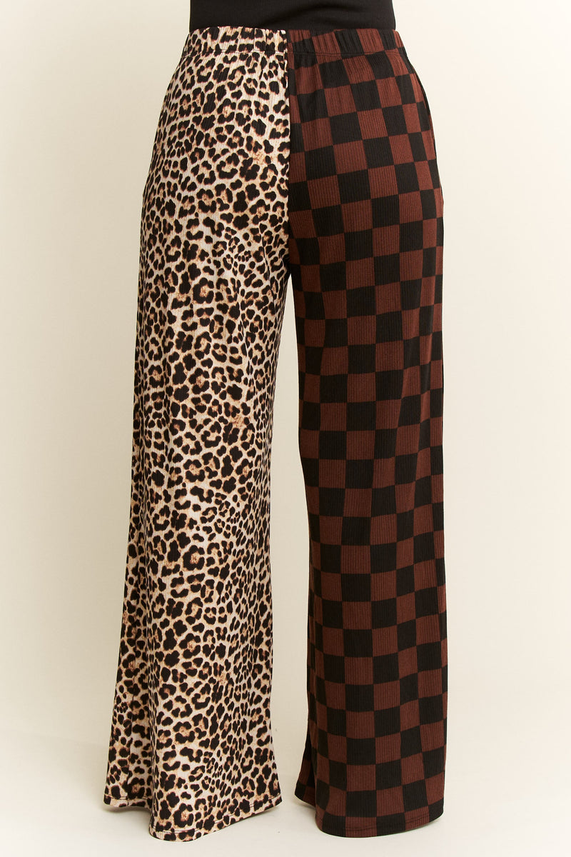 Split Decision Leopard Checkered Pants