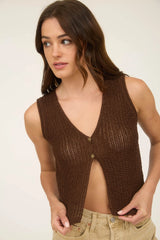 Chocolate Crochet Vest Top