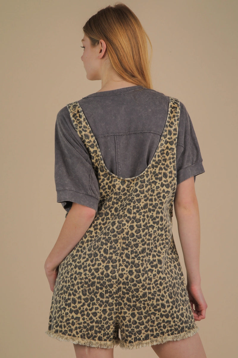 Leopard Tie Strap Romper