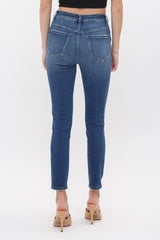 Mica Dark Wash High Rise Minimal Distressed Denim