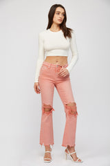 Mica Ash Pink Vintage Flare Jeans