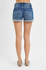 Risen Low Rise Denim Shorts
