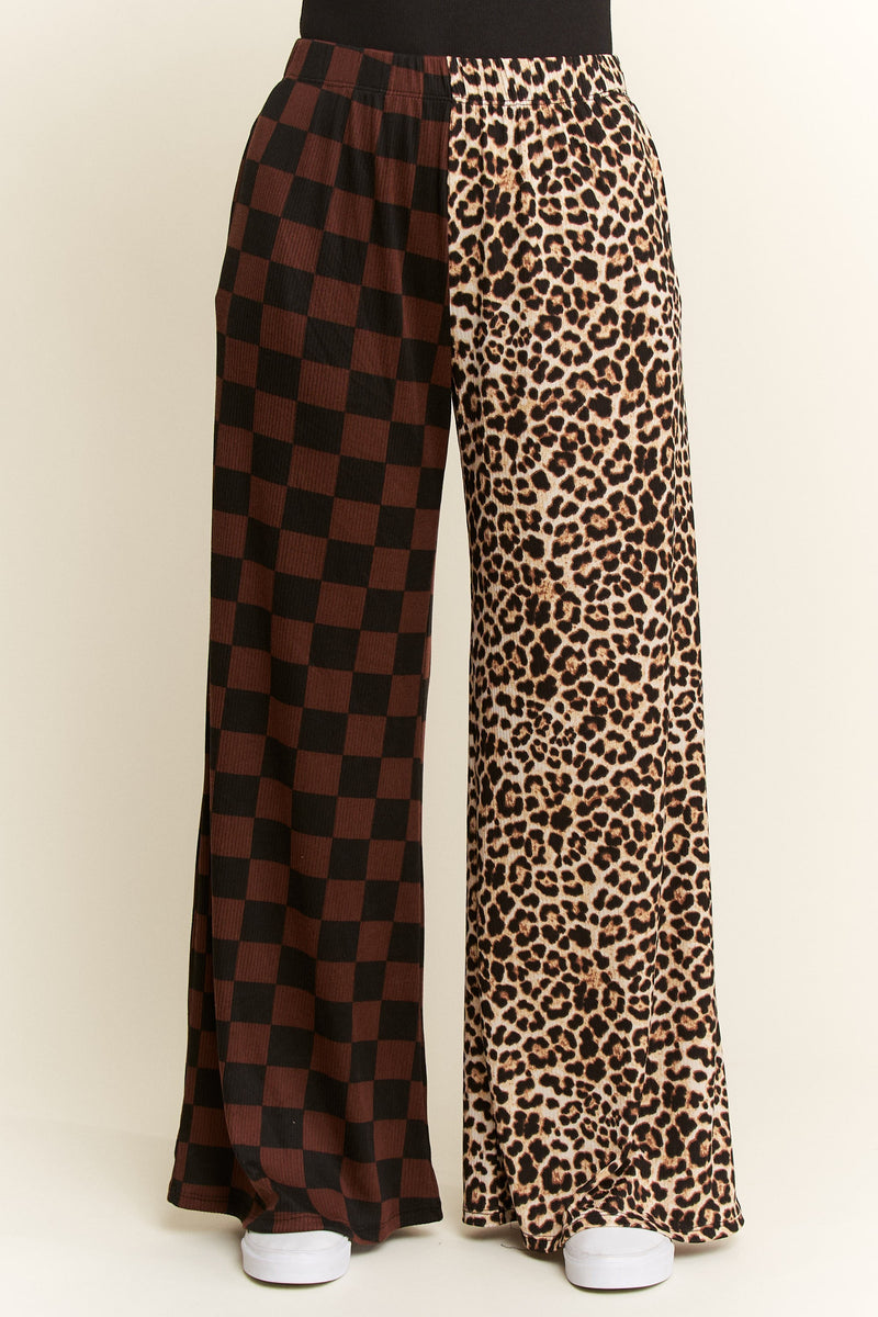 Split Decision Leopard Checkered Pants