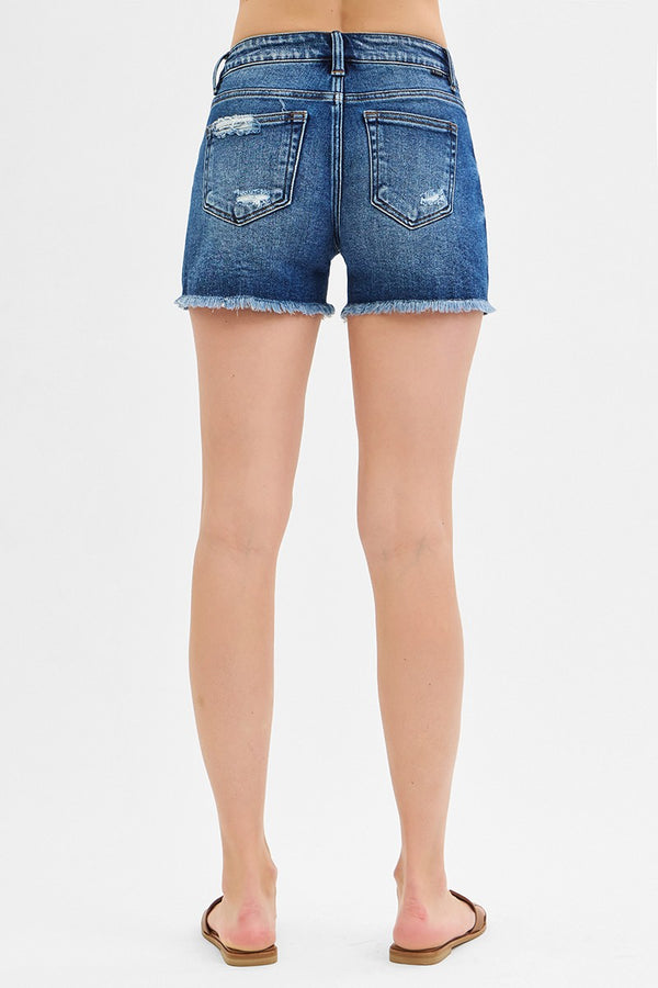 Risen Low Rise Denim Shorts