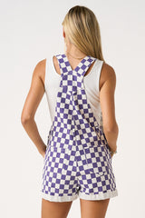 Game Day Checkered Short Overalls