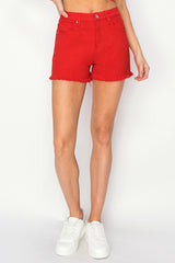 Risen Red Frayed Shorts