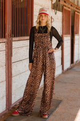 Leopard Wide Leg Overalls