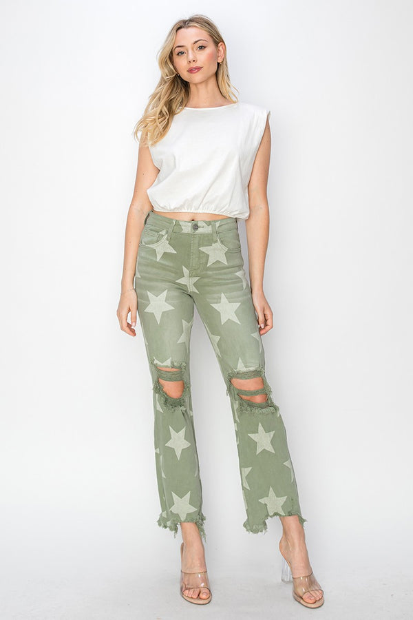Risen Olive Star Jeans