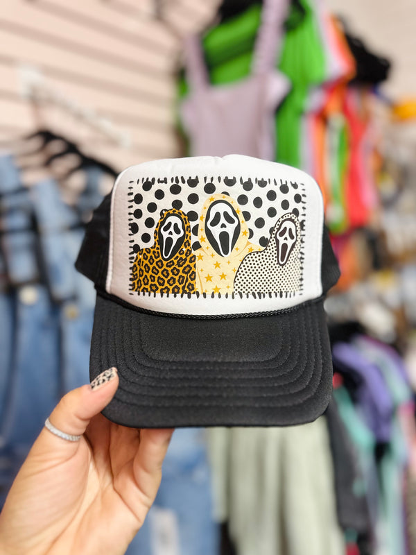 Ghost Face Halloween Trucker Hat