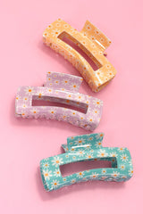 Rectangular Floral Claw Clip