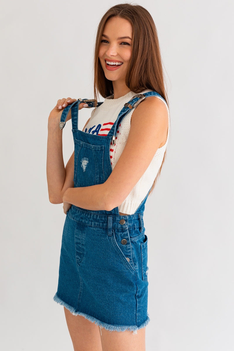 Western Belt Denim Skirtall