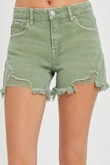 Risen Olive Mid Rise Shorts