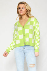 Grinch Green Checkered Cardigan