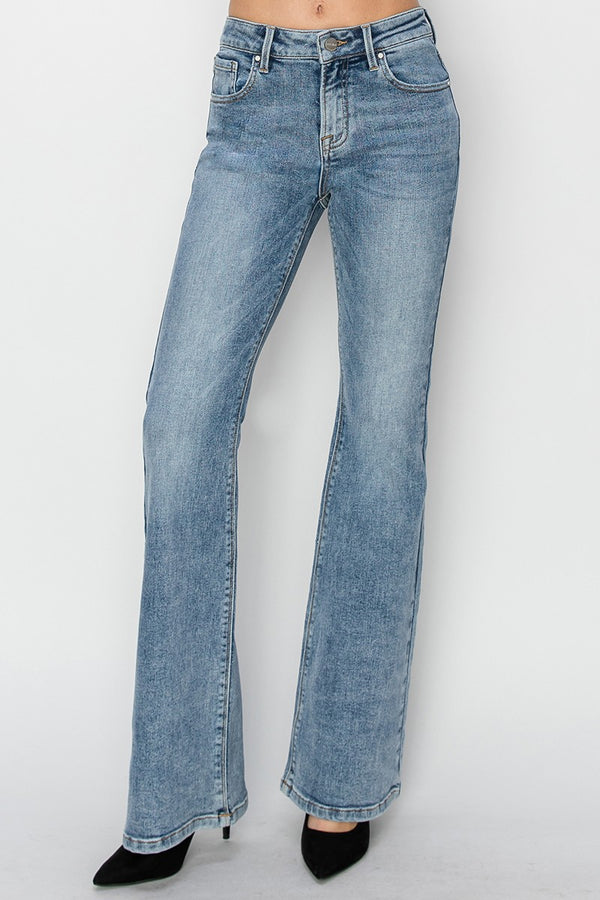Risen Mid Rise Basic Flare Jeans