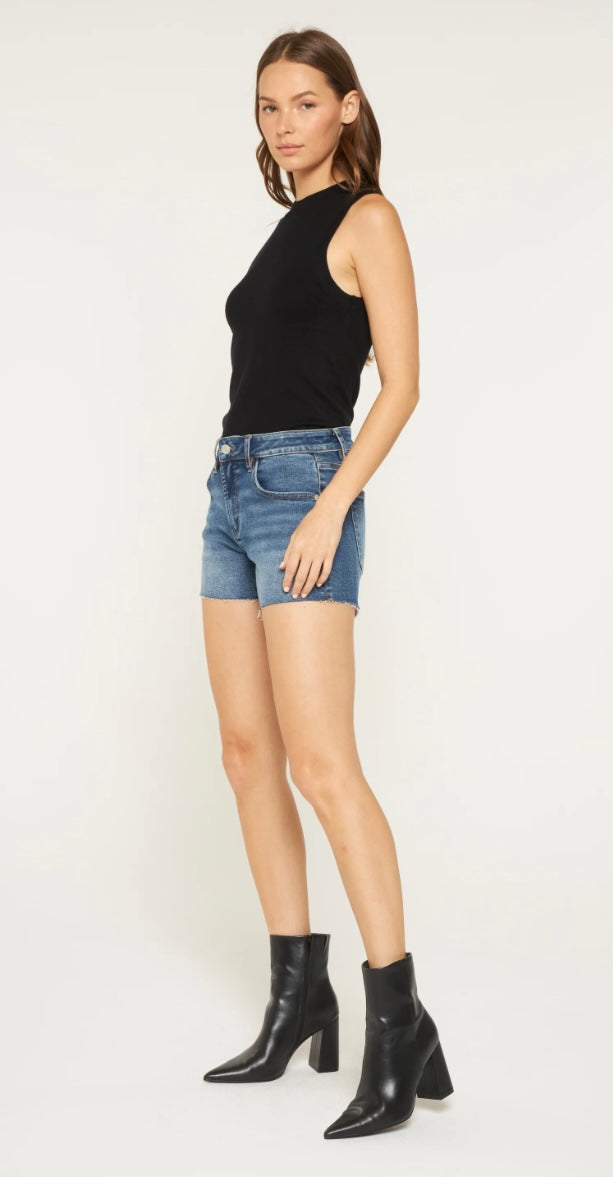 Mica Mid Rise Dark Wash Shorts